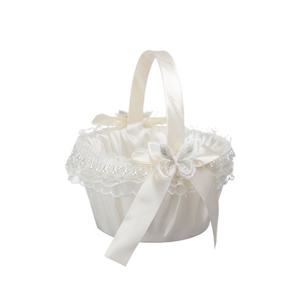 Gardening Tools Girls - Süßer Spitzen-Blumenkorb mit Schleife, Rosen-Blumenkorb für