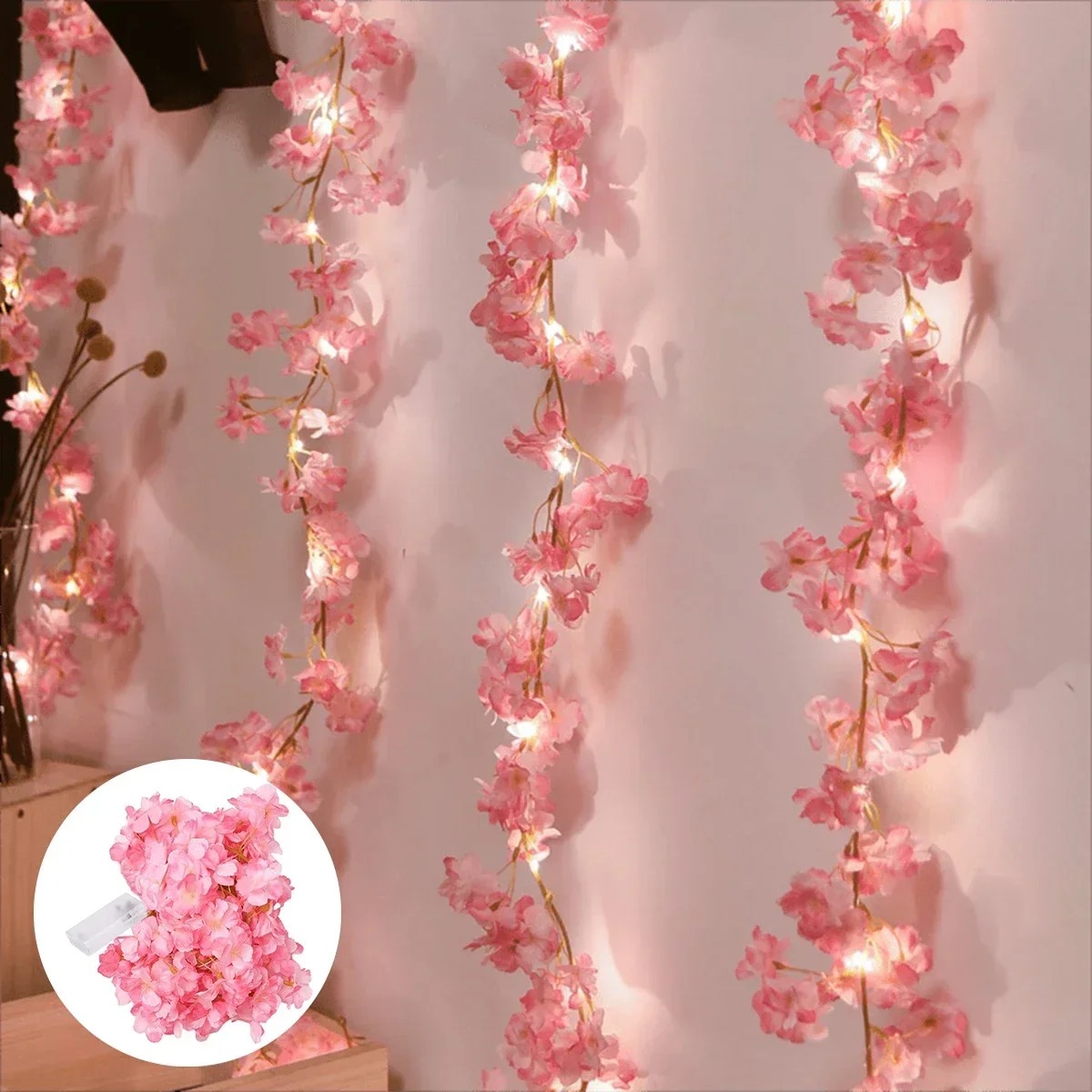 Gardening Tools Pink - 180 cm rosa künstliche Blumen LED-Lampe