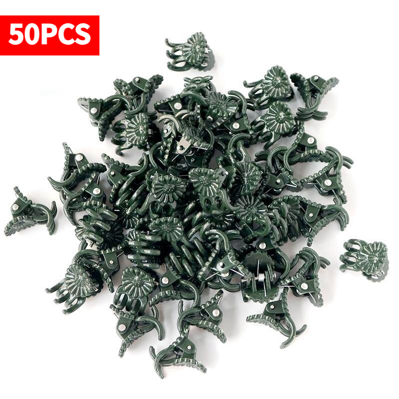 Gardening Tools Green - 50 Stück 5-Klauen dunkelgrüne Pflanzenklammern für