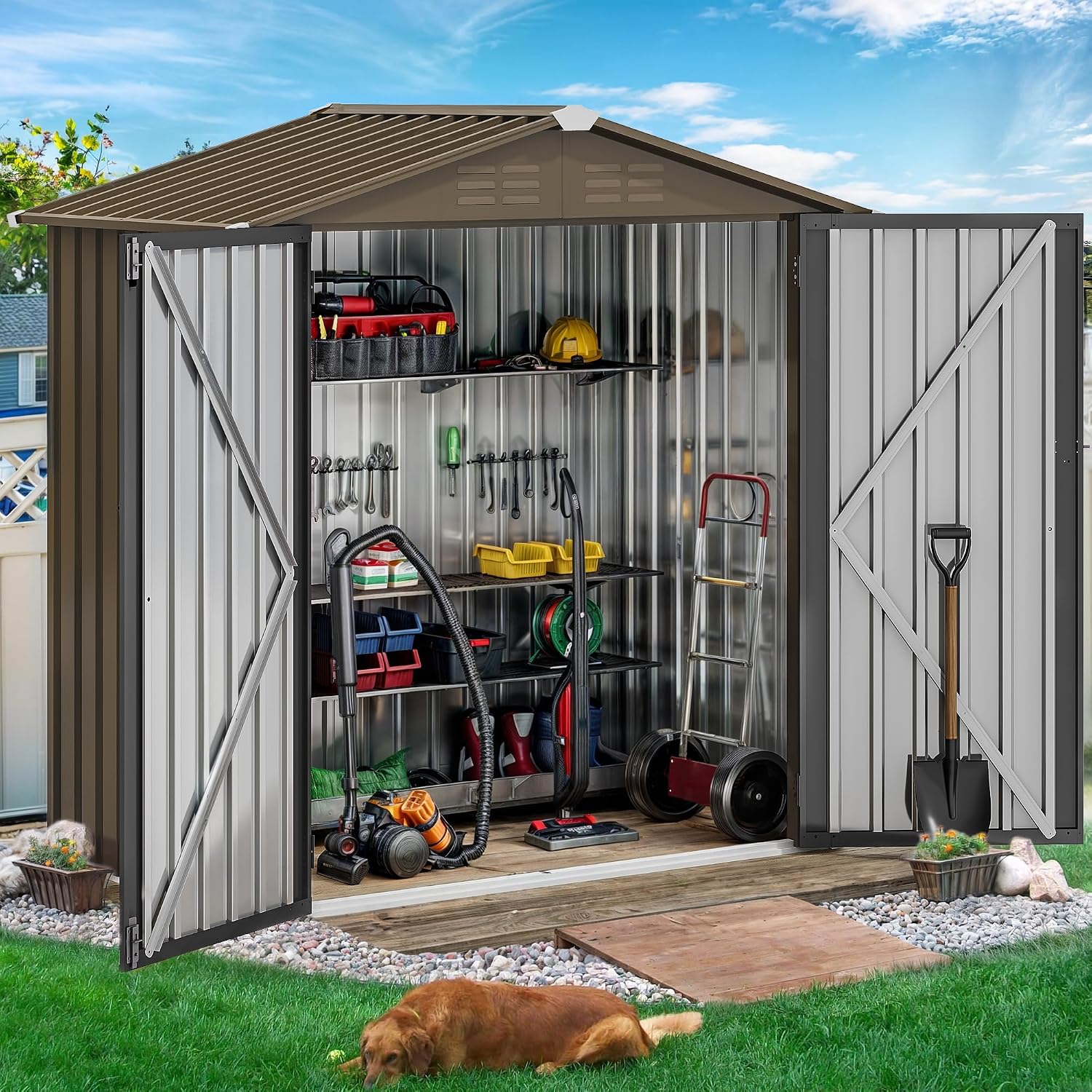 6x4ft Metall-Gartenhaus, wasse – Gardening Tools Set Bewertung und Preis